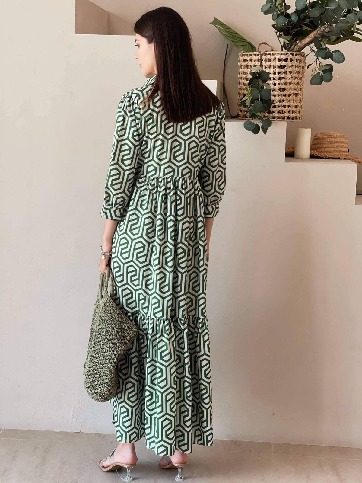 Geometric Long Printed Dress