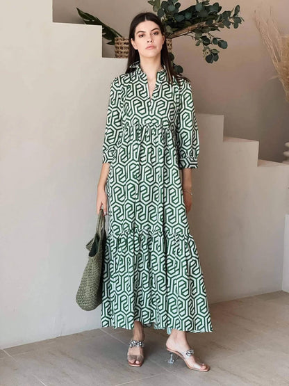 Geometric Long Printed Dress