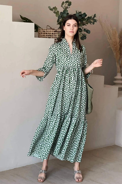 Geometric Long Printed Dress