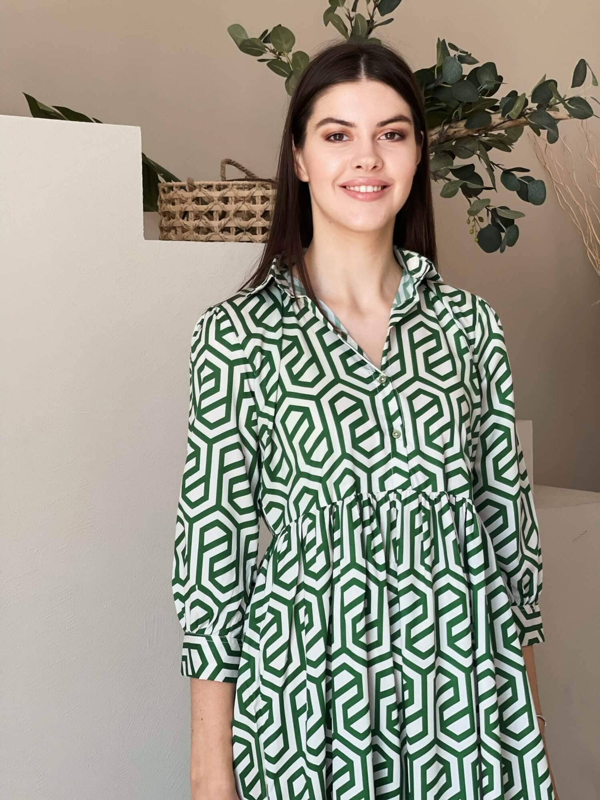 Geometric Long Printed Dress